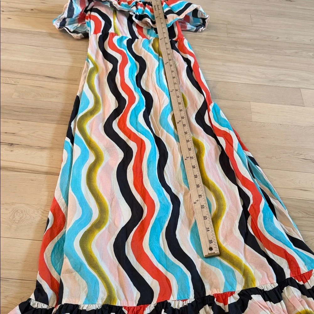 Farm Rio Sleeveless Ruffle Maxi Dress-100% Cotton-Boho-Festival-XS - Picture 6 of 9